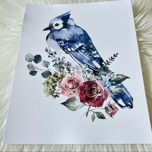 Blue Jay Bird Watercolor Wall Art Print Poster Unframed - Picture 17 of 17